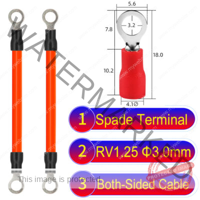 RV1.25 3mm both sided ring terminal 18AWG insulated cable Orange connector