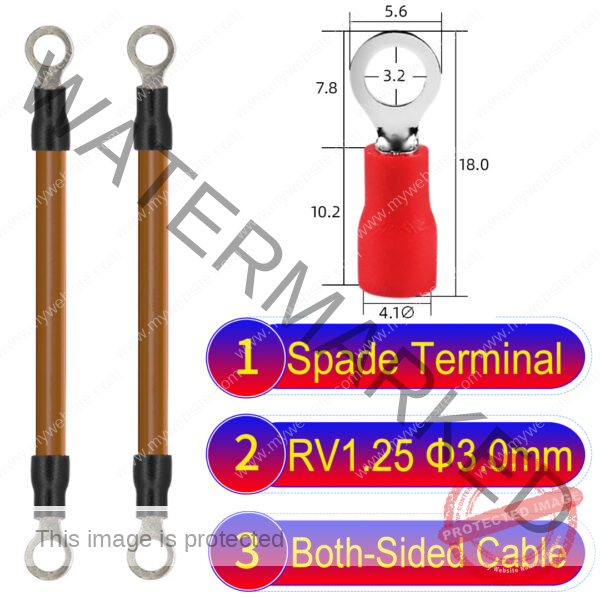 RV1.25 3mm both sided ring terminal 18AWG insulated cable Brown connector