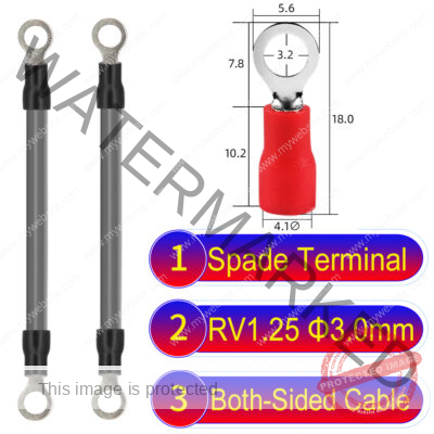 RV1.25 3mm both sided ring terminal 18AWG insulated cable Grey connector