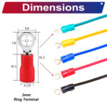 RV1.25 ring terminal, insulated 3mm Single-Headed cable Red connector, 18AWG terminal