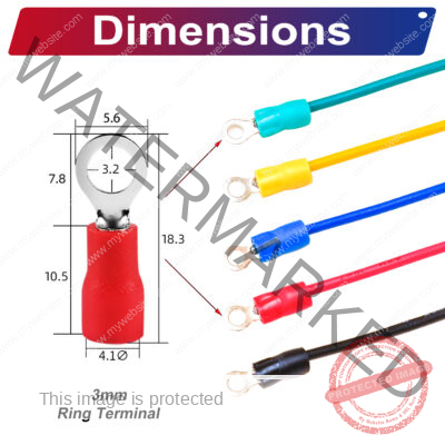 RV1.25 ring terminal, insulated 3mm Single-Headed cable Red connector, 18AWG terminal