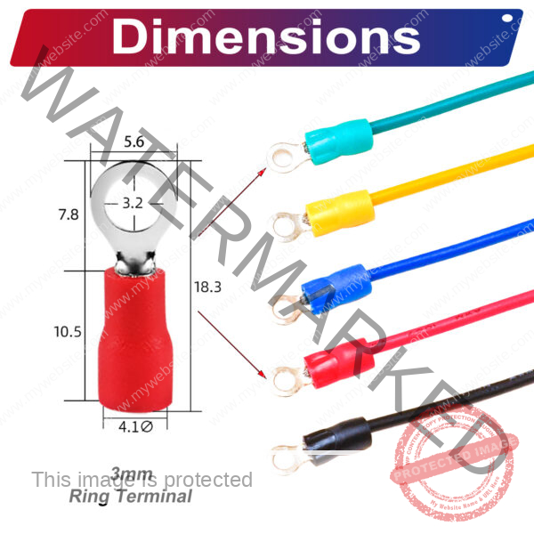 RV1.25 ring terminal, insulated 3mm Single-Headed cable Red connector, 18AWG terminal