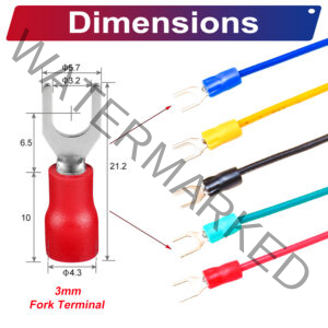 SV1.25 ring terminal, insulated 3mm Single-Headed cable Red connector, 18AWG terminal