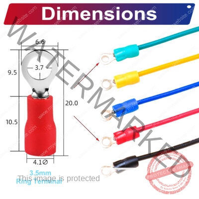 RV1.25 ring terminal, insulated 3.5mm Single-Headed cable Red connector, 18AWG terminal