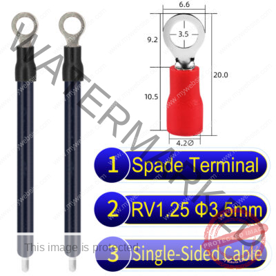 RV1.25 3.5mm Single-Headed ring terminal 18AWG insulated cable Black connector