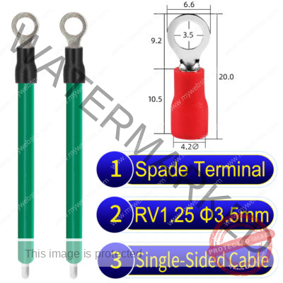 RV1.25 3.5mm Single-Headed ring terminal 18AWG insulated cable Green connector