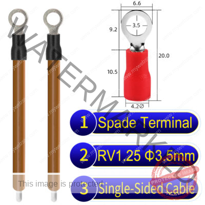 RV1.25 3.5mm Single-Headed ring terminal 18AWG insulated cable Brown connector