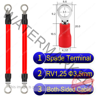 RV1.25 3.5mm both sided ring terminal 18AWG insulated cable Red connector