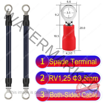 RV1.25 3.5mm both sided ring terminal 18AWG insulated cable Black connector