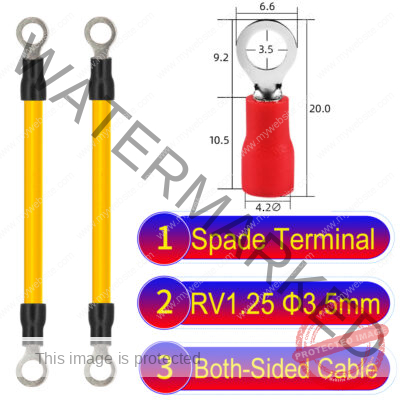 RV1.25 3.5mm both sided ring terminal 18AWG insulated cable Yellow connector