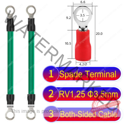 RV1.25 3.5mm both sided ring terminal 18AWG insulated cable Green connector