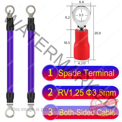 RV1.25 3.5mm both sided ring terminal 18AWG insulated cable Purple connector