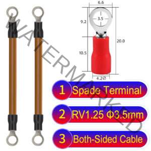 RV1.25 3.5mm both sided ring terminal 18AWG insulated cable Brown connector