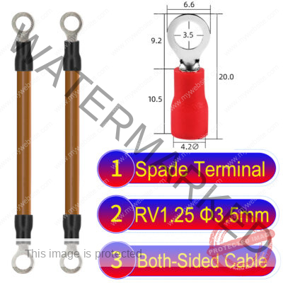 RV1.25 3.5mm both sided ring terminal 18AWG insulated cable Brown connector