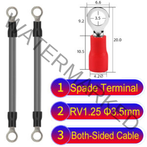 RV1.25 3.5mm both sided ring terminal 18AWG insulated cable Grey connector