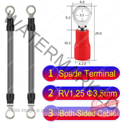 RV1.25 3.5mm both sided ring terminal 18AWG insulated cable Grey connector