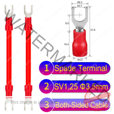 SV1.25 3.5mm both sided spade terminal 18AWG insulated cable Red connector