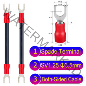 SV1.25 3.5mm both sided spade terminal 18AWG insulated cable Black connector