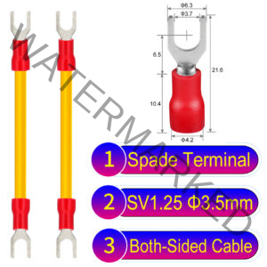SV1.25 3.5mm both sided spade terminal 18AWG insulated cable Yellow connector