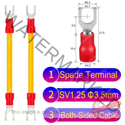 SV1.25 3.5mm both sided spade terminal 18AWG insulated cable Yellow connector