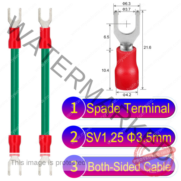 SV1.25 3.5mm both sided spade terminal 18AWG insulated cable Green connector