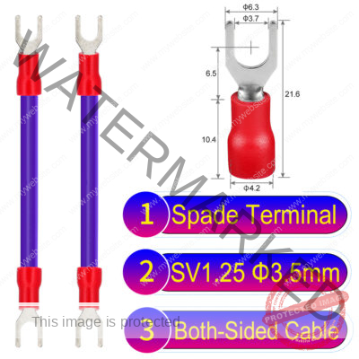 SV1.25 3.5mm both sided spade terminal 18AWG insulated cable Purple connector