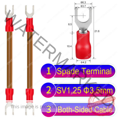 SV1.25 3.5mm both sided spade terminal 18AWG insulated cable Brown connector