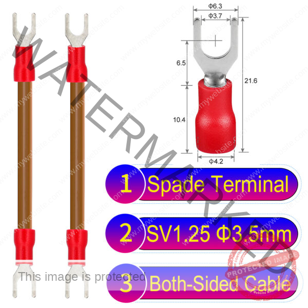 SV1.25 3.5mm both sided spade terminal 18AWG insulated cable Brown connector