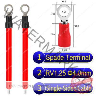 RV1.25 4mm Single-Headed ring terminal 18AWG insulated cable Red connector