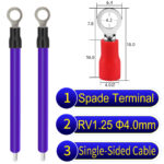 RV1.25 4mm Single-Headed ring terminal 18AWG insulated cable Purple connector