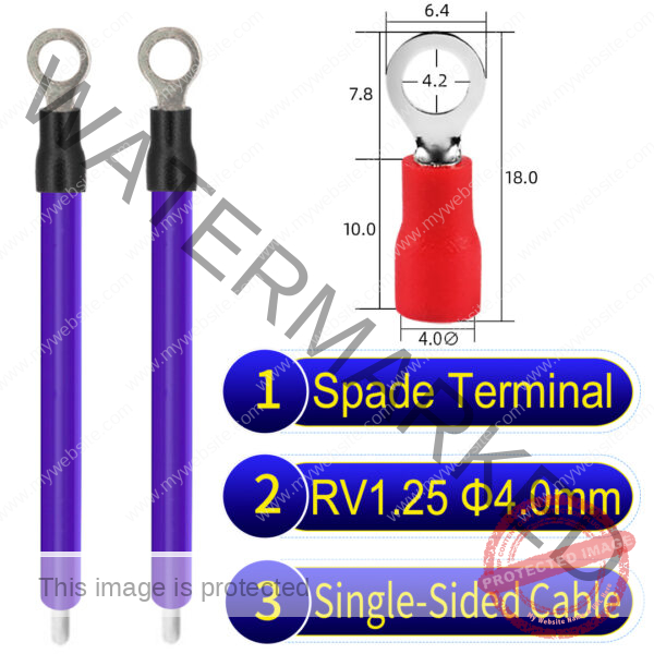 RV1.25 4mm Single-Headed ring terminal 18AWG insulated cable Purple connector