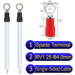 RV1.25 4mm Single-Headed ring terminal 18AWG insulated cable White connector
