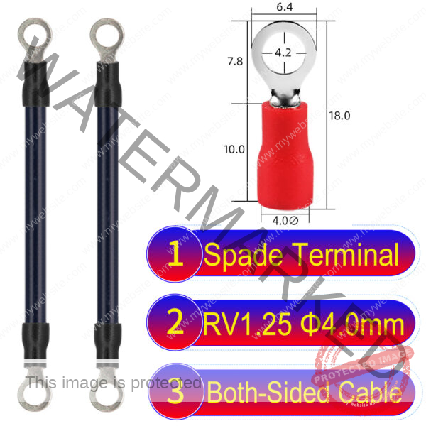 RV1.25 4mm both sided ring terminal 18AWG insulated cable Black connector