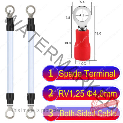 RV1.25 4mm both sided ring terminal 18AWG insulated cable White connector