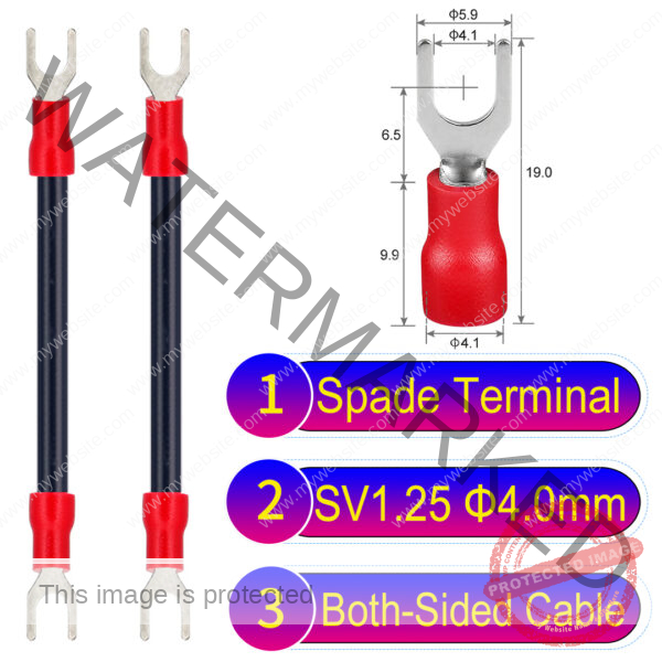 SV1.25 4mm both sided spade terminal 18AWG insulated cable Black connector