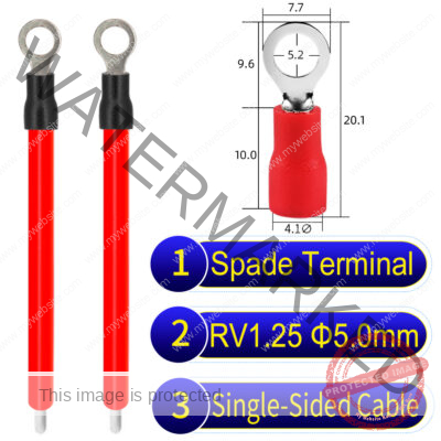 RV1.25 5mm Single-Headed ring terminal 18AWG insulated cable Red connector