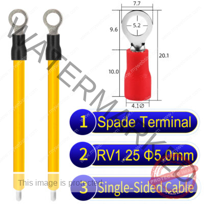 RV1.25 5mm Single-Headed ring terminal 18AWG insulated cable Yellow connector