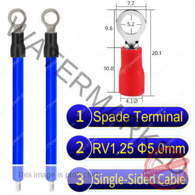 RV1.25 5mm Single-Headed ring terminal 18AWG insulated cable Blue connector