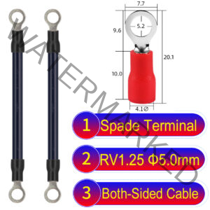 RV1.25 5mm both sided ring terminal 18AWG insulated cable Black connector