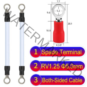 RV1.25 5mm both sided ring terminal 18AWG insulated cable White connector