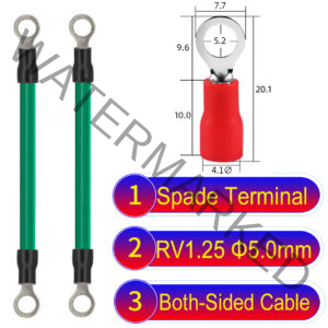 RV1.25 5mm both sided ring terminal 18AWG insulated cable Green connector
