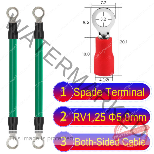 RV1.25 5mm both sided ring terminal 18AWG insulated cable Green connector