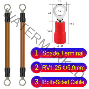 RV1.25 5mm both sided ring terminal 18AWG insulated cable Brown connector