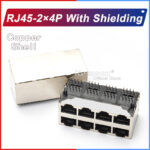 RJ45-2×4P-With-Shielding Ethernet Network Connector, 4-Pin, Shielded