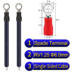 RV1.25 6mm Single-Headed ring terminal 18AWG insulated cable Black connector