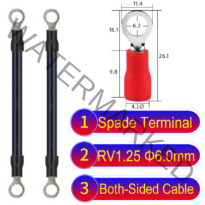 RV1.25 6mm both sided ring terminal 18AWG insulated cable Black connector