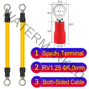 RV1.25 6mm both sided ring terminal 18AWG insulated cable Yellow connector