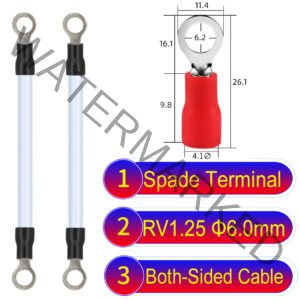 RV1.25 6mm both sided ring terminal 18AWG insulated cable White connector