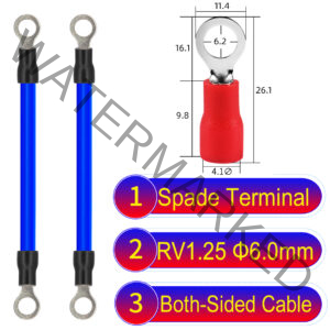 RV1.25 6mm both sided ring terminal 18AWG insulated cable Blue connector