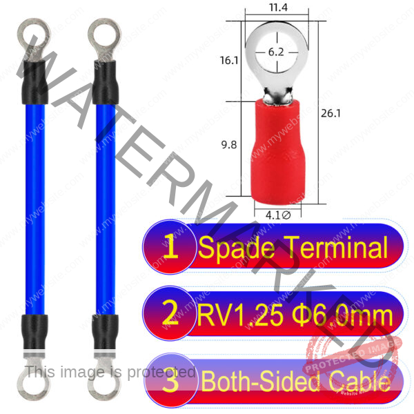 RV1.25 6mm both sided ring terminal 18AWG insulated cable Blue connector